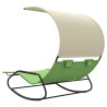Chaise longue double à bascule avec auvent Vert et crème 570096570096