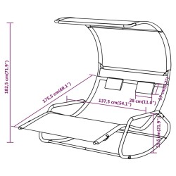 Chaise longue double à bascule avec auvent Vert et crème 570096570096