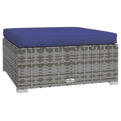 Repose-pied de jardin et coussin Gris 70x70x30cm Résine tressée 570097570097