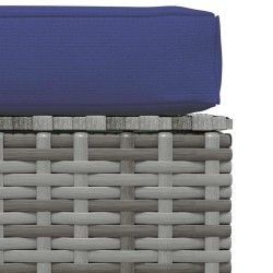 Repose-pied de jardin et coussin Gris 70x70x30cm Résine tressée 570097570097
