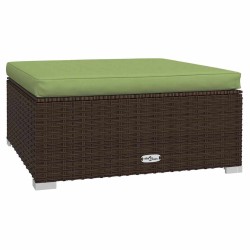Repose-pied de jardin et coussin Marron 70x70x30 cm Poly rotin 570098570098
