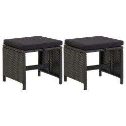 Tabourets de jardin avec coussins lot de 2 Résine tressée Noir 570100570100