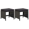Tabourets de jardin avec coussins lot de 2 Résine tressée Noir 570100570100