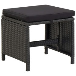 Tabourets de jardin avec coussins lot de 2 Résine tressée Noir 570100570100
