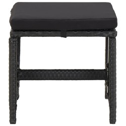 Tabourets de jardin avec coussins lot de 2 Résine tressée Noir 570100570100
