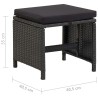 Tabourets de jardin avec coussins lot de 2 Résine tressée Noir 570100570100