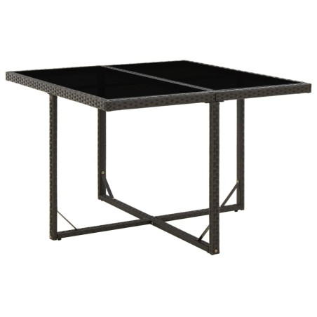 Table de jardin Noir 109x107x74 cm Résine tressée et verre 570101570101