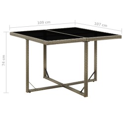 Table de jardin Gris 109x107x74 cm Résine tressée et verre 570102570102