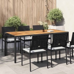 Table de jardin 190x90x75 cm Résine tressée et bois acacia Noir 570103570103