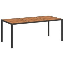 Table de jardin 190x90x75 cm Résine tressée et bois acacia Noir 570103570103