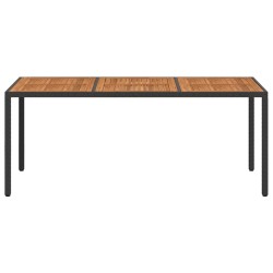 Table de jardin 190x90x75 cm Résine tressée et bois acacia Noir 570103570103