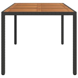 Table de jardin 190x90x75 cm Résine tressée et bois acacia Noir 570103570103