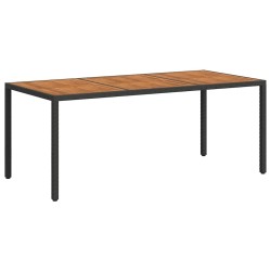 Table de jardin 190x90x75 cm Résine tressée et bois acacia Noir 570103570103