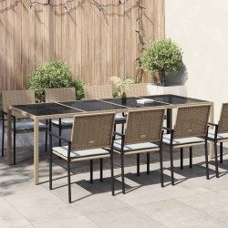 Table de jardin Beige 250x100x75 cm Verre trempé et poly rotin 570104570104