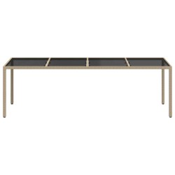 Table de jardin Beige 250x100x75 cm Verre trempé et poly rotin 570104570104