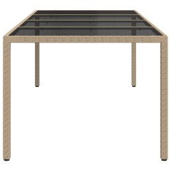 Table de jardin Beige 250x100x75 cm Verre trempé et poly rotin 570104570104