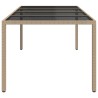 Table de jardin Beige 250x100x75 cm Verre trempé et poly rotin 570104570104