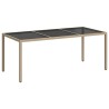 Table de jardin Beige 190x90x75 cm Verre trempé/résine tressée 570105570105