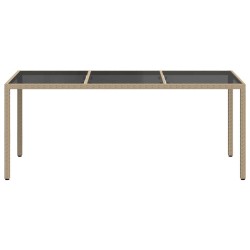 Table de jardin Beige 190x90x75 cm Verre trempé/résine tressée 570105570105
