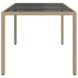 Table de jardin Beige 190x90x75 cm Verre trempé/résine tressée 570105570105