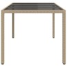 Table de jardin Beige 190x90x75 cm Verre trempé/résine tressée 570105570105