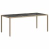 Table de jardin Beige 190x90x75 cm Verre trempé/résine tressée 570105570105
