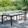 Table de jardin Noir 190x90x75 cm Verre trempé/résine tressée 570107570107