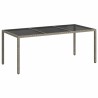 Table de jardin Gris 190x90x75 cm Verre trempé/résine tressée 570108570108