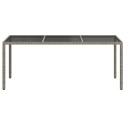 Table de jardin Gris 190x90x75 cm Verre trempé/résine tressée 570108570108