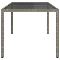Table de jardin Gris 190x90x75 cm Verre trempé/résine tressée 570108570108