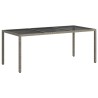 Table de jardin Gris 190x90x75 cm Verre trempé/résine tressée 570108570108