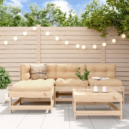 Salon de jardin 5 pcs avec coussins bois massif 570118570118