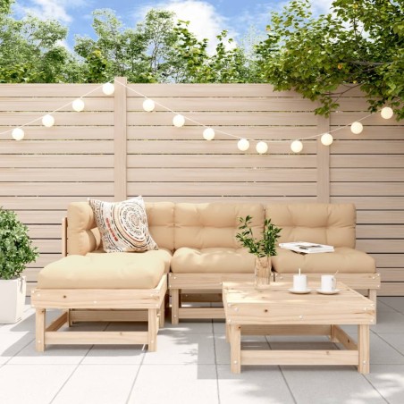 Salon de jardin 5 pcs avec coussins bois massif 570131570131