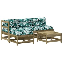 Salon de jardin 5 pcs avec coussins bois de pin imprégné 570134570134
