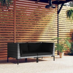 Canapés de jardin 2 pcs avec coussins Résine tressée demi-ronde 570137570137