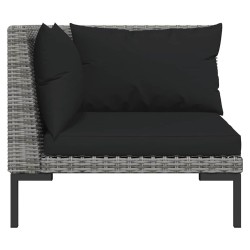 Canapés de jardin 2 pcs avec coussins Résine tressée demi-ronde 570137570137