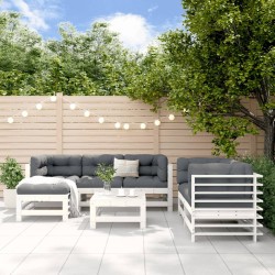 Salon de jardin 7 pcs Blanc Bois de pin massif 570146570146