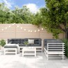 Salon de jardin 7 pcs Blanc Bois de pin massif 570146570146