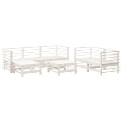Salon de jardin 7 pcs Blanc Bois de pin massif 570146570146