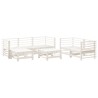 Salon de jardin 7 pcs Blanc Bois de pin massif 570146570146