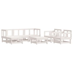Salon de jardin 7 pcs Blanc Bois de pin massif 570148570148