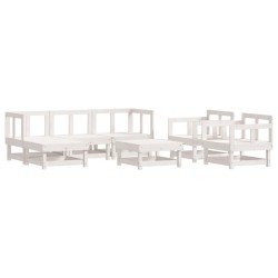 Salon de jardin 7 pcs Blanc Bois de pin massif 570149570149