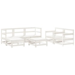 Salon de jardin 7 pcs Blanc Bois de pin massif 570161570161