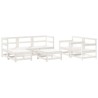 Salon de jardin 7 pcs Blanc Bois de pin massif 570161570161