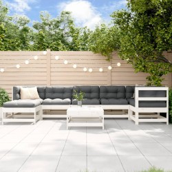 Salon de jardin 8 pcs Blanc Bois de pin massif 570166570166