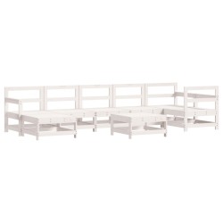 Salon de jardin 8 pcs Blanc Bois de pin massif 570166570166