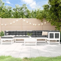 Salon de jardin 8 pcs Blanc Bois de pin massif 570170570170
