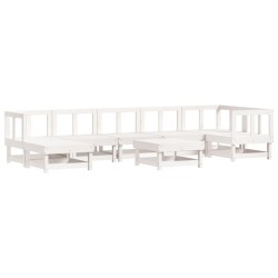 Salon de jardin 8 pcs Blanc Bois de pin massif 570170570170