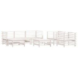 Salon de jardin 7 pcs Blanc Bois de pin massif 570172570172