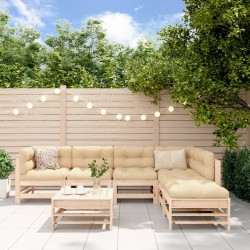 Salon de jardin 7 pcs avec coussins bois massif 570173570173